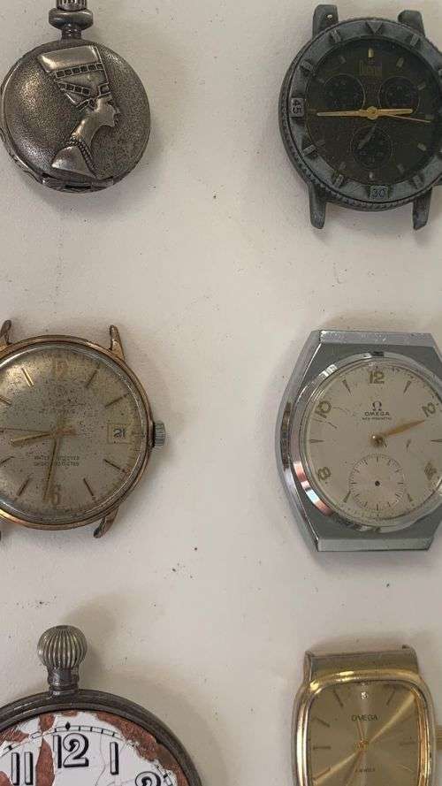 !!! CRAZY R1 START JOB-LOT MIXED WATCH PARTS VINTAGE POCKET WATCHES OMEGA LANCO !!!