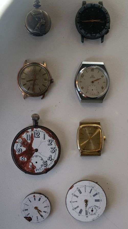 !!! CRAZY R1 START JOB-LOT MIXED WATCH PARTS VINTAGE POCKET WATCHES OMEGA LANCO !!!