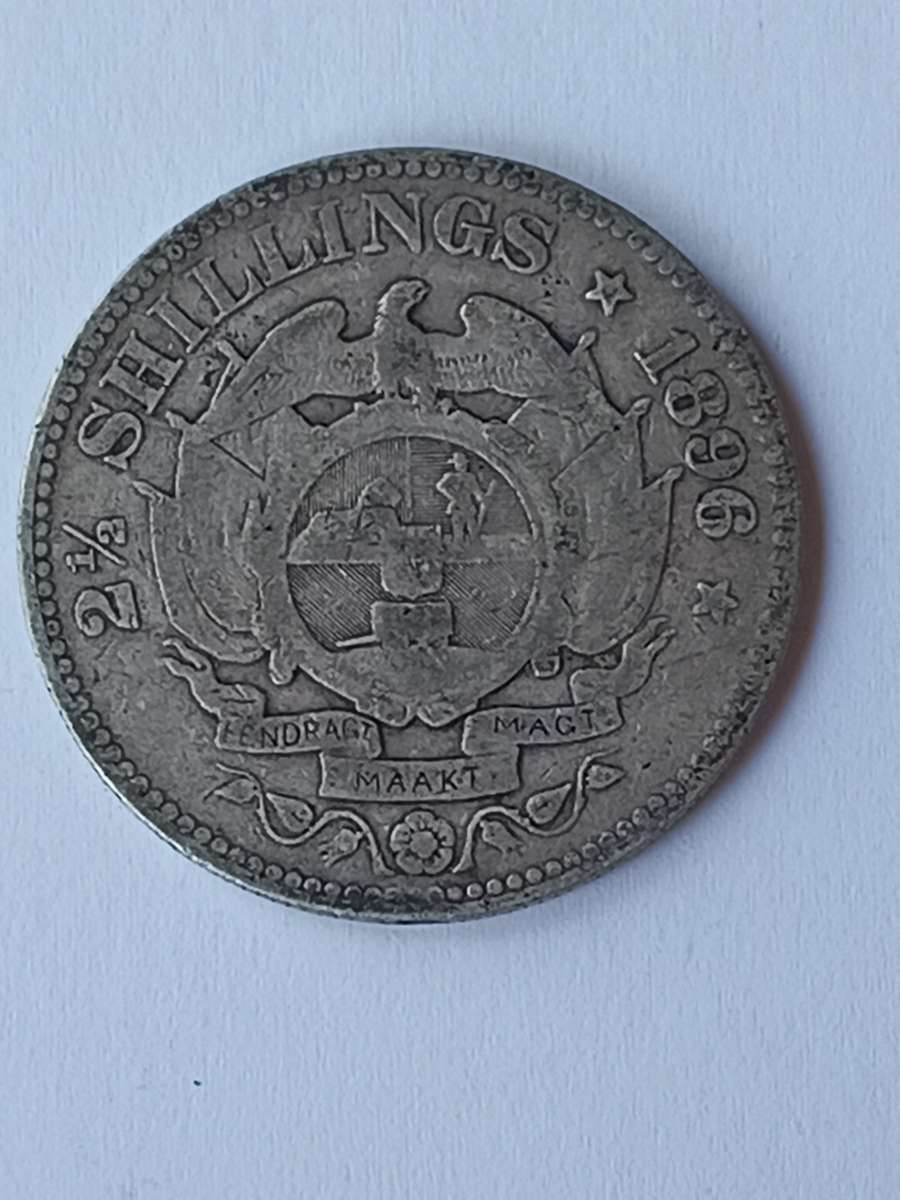 !!! Crazy R1 Start !!! Rare and valuable silver 1896 ZAR Paul Kruger 2 1/2 shillings