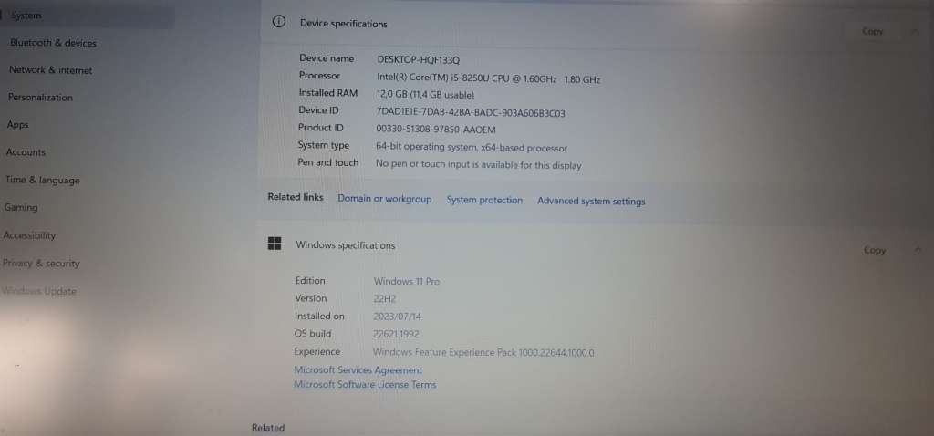 LENOVO i5 8250**12GB RAM**FHD**512GB SSD + 500G HDD**WINDOWS 11 PRO