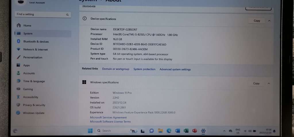 Lenovo i5 8 CPU_16GB DDR4 Ram_256GB SSD_Windows 11
