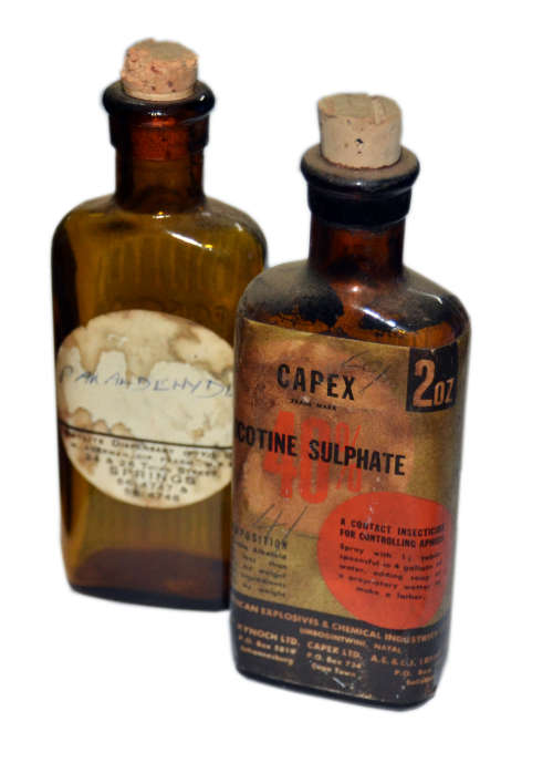 Old Poison Amber Pharmacy bottles (2)