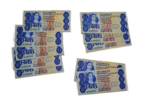 Bank Notes Two Rand TW de Jongh set of 10