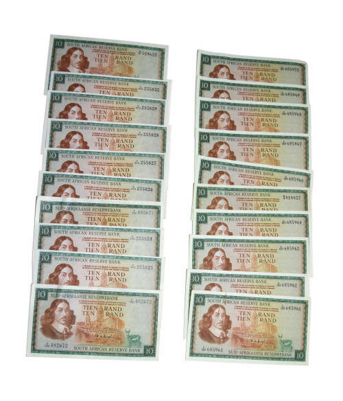 Bank Notes Ten Rand TW de Jong X 20