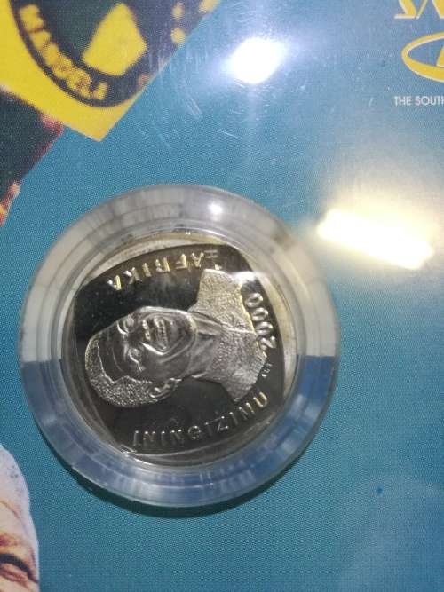 MANDELA SMILEY PROOF 2000 R5,00 - IN ORIGINAL CD COVER FROM SA MINT - LIMITED EDITION