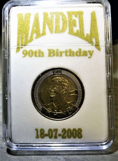MANDELA 90th B/DAY UNGRADED & UNC SLABBED   R5,00 COINS - SELECTED HIGH GRADES & UNTOUCHED