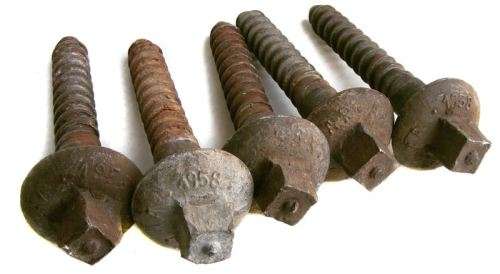 SAR&H - SLEEPER BOLTS  / COACH SCREWS - RARE  AFRICANA  - SCREW DATES FROM 1930 - 1980