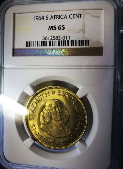 One cent  - 1964 - Graded MS65 NGC - Republic of South Africa