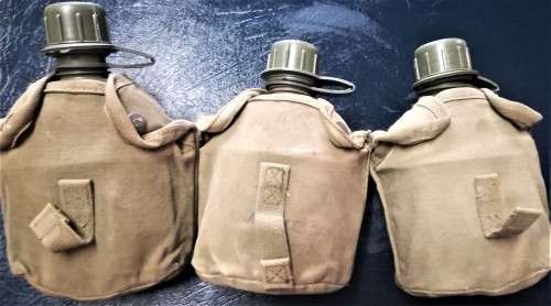 SADF - 3 x water bottles - pouches, with lids and straps and fire buckets - Only R193 each