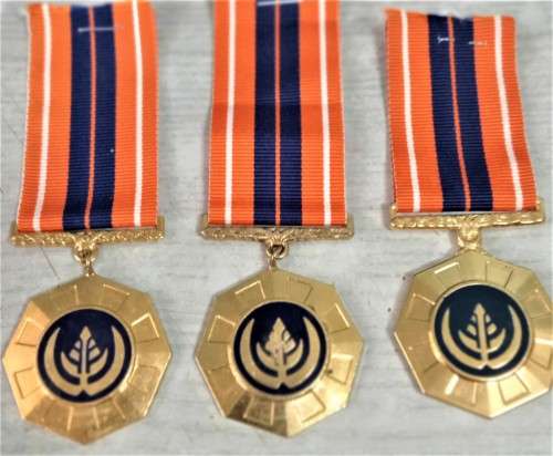 SADF - 3 x Original numbered PRO PATRIA medals - ALL WITH FIXED SUSPENDERS