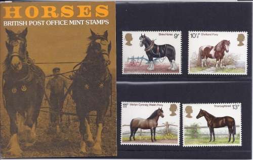 Royal mail mint Stamp set. presentation pack Horses 1978. Condition as per scan.