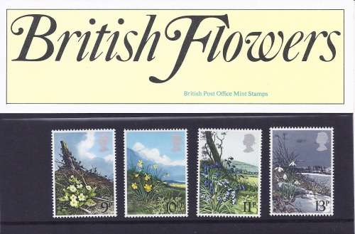 Royal mail mint Stamp set. presentation pack British flowers 1979. Condition as per scan.