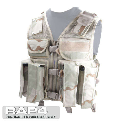 Tactical Ten Paintball Vest (Desert Camo) - RAP4