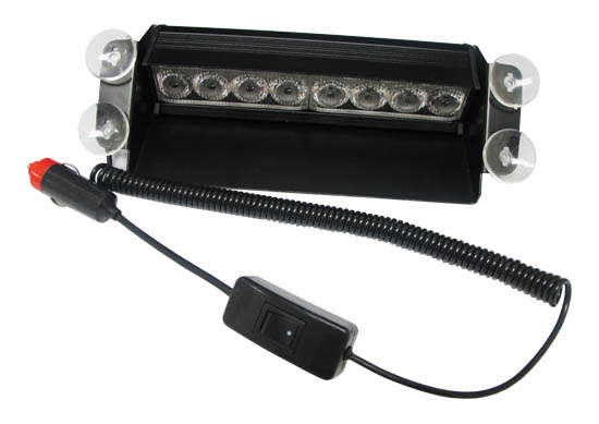 White 8-LED Emergency Vehicle Dash Warning Strobe Flashing Light (3 Mode)
