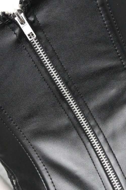 Sexy Lace Patchwork Leather Corset Shapewear Plus Size Bodysuit Steampunk