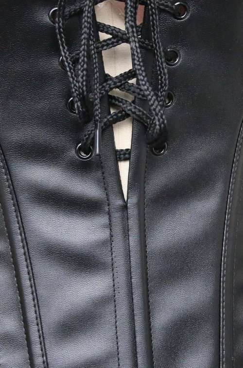 Sexy Lace Patchwork Leather Corset Shapewear Plus Size Bodysuit Steampunk