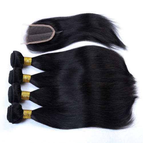 Brazilian Virgin Hair 8 - 30inches 9A 3 Bundles + Closure Straight