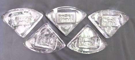 Five collectable Swedish art glass ashtrays by Erik Högland for Boda