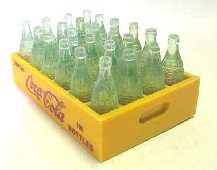 Coca Cola miniature crate with bottles