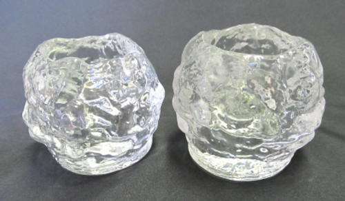 Pair of Kosta Boda 'snowball' candle holders (votives)