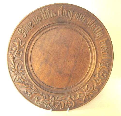 Large, beautiful hand-carved wooden bread platter