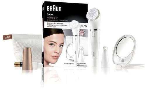 Braun Face Beauty edition - Facial Cleansing Brush and Epilator w/ lighted mirror and beauty pouch