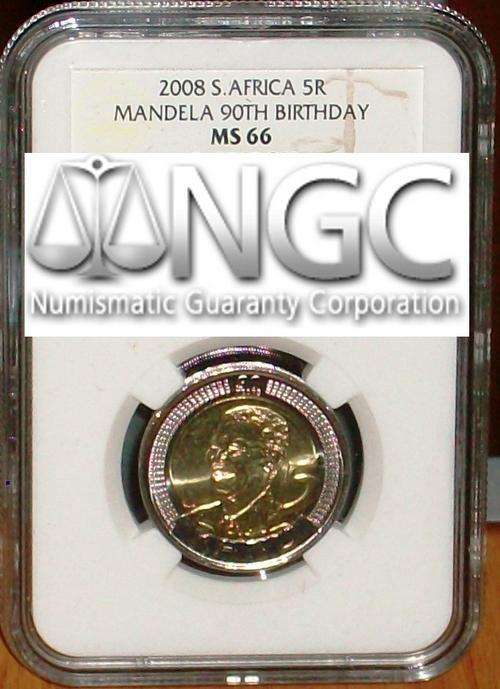 BID per coin-3 x MS66 NGC GRADED MANDELA 90th 2008 R5 COINS