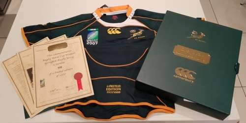 Springbok Limited Edition RWC 2007 Winners Jersey No.797/5000 + FREE Cap + Shipping