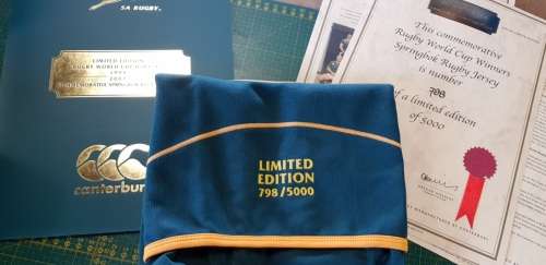 Springbok Limited Edition RWC 2007 Winners Jersey No.847/5000 + FREE Cap + FREE Shipping