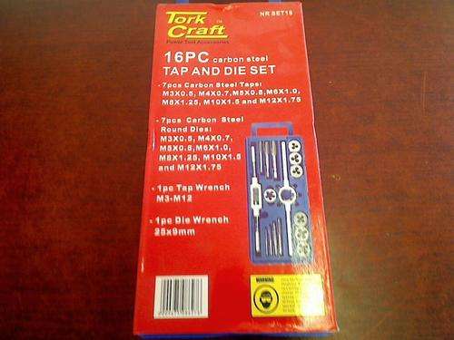 Torkcraft 16 Piece Carbon Steel Tap n Die Set (New)
