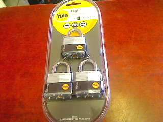 Yale 40mm Laminated Steel Padlocks 3 Pack (Keyed Alike)