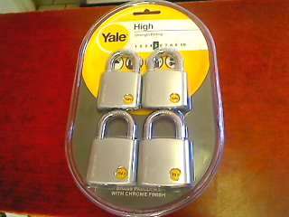 Yale 50mm Brass Padlocks with Chrome Finish 4 Pack (Keyed Alike)