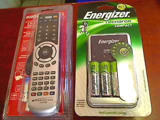Energizer Recharge Value Charger + 4 AA Batteries + Ellies 4 in 1 Remote
