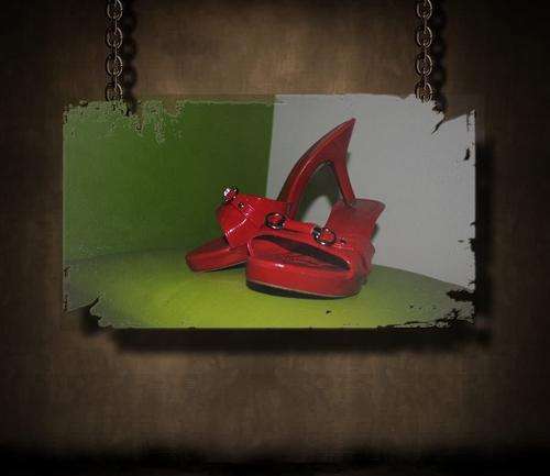 FLASHY FASHION SLIP ON HIGH HEELS - SIZE 5