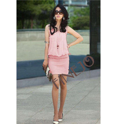 New Ladies Stylish Crewneck Sleeveless Chic Tunic Causal Mini Dress Women's Dresses