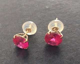 9 CARAT GOLD * RUBY RED STUD EARRINGS* AWESOME