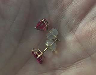 9 CARAT GOLD * RUBY RED STUD EARRINGS* AWESOME