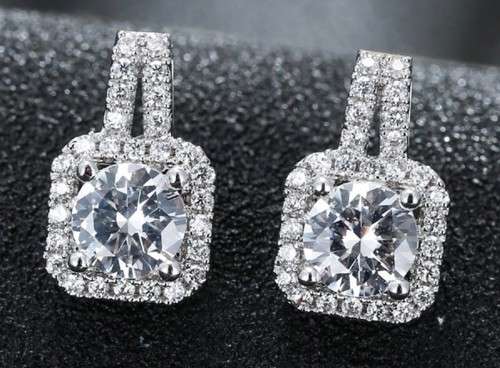 ***S925 SILVER CUBIC DIAMOND STUD EARRINGS***