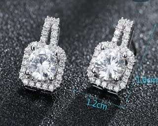 ***S925 SILVER CUBIC DIAMOND STUD EARRINGS***