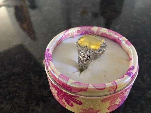 ** YELLOW TANGERINE 925 RING** BEAUTIFUL GIFT