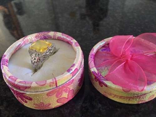 ** YELLOW TANGERINE 925 RING** BEAUTIFUL GIFT