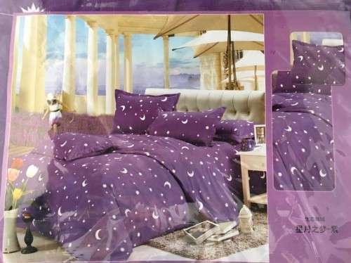 ** MOON AND STARS DUVET BEDDING SET-COTTON-QUEEN SIZE **