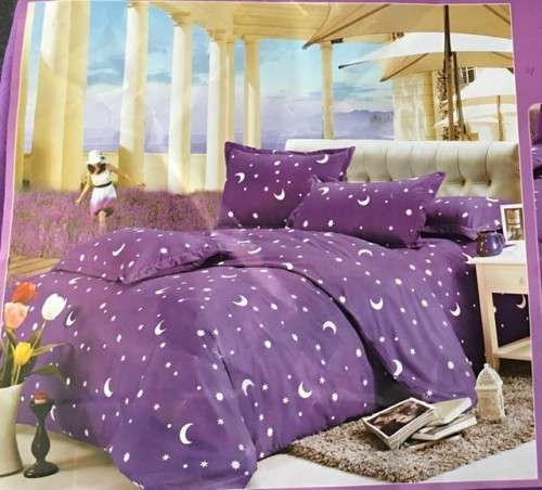 ** MOON AND STARS DUVET BEDDING SET-COTTON-QUEEN SIZE **