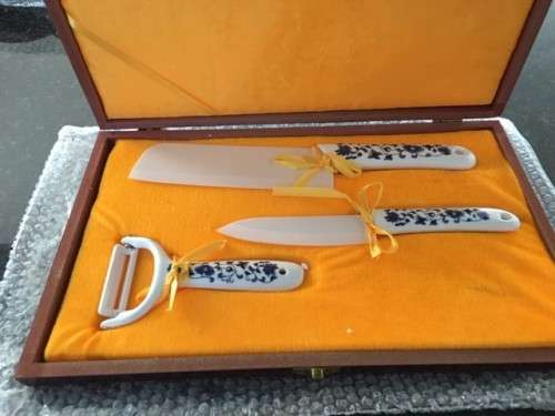 ** CERAMIC NANO HEALTH ZIRCONIUM KNIKE SET**SUPER RARE HAND PAINTED