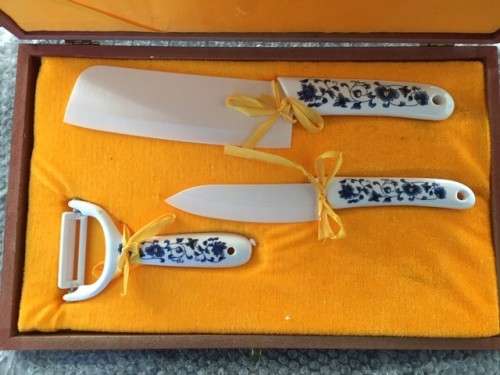 ** CERAMIC NANO HEALTH ZIRCONIUM KNIKE SET**SUPER RARE HAND PAINTED
