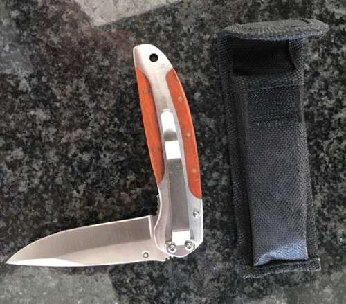 **HEAVY DUTY STAINLESS STEEL POCKET KNIFE WITH POUCH**