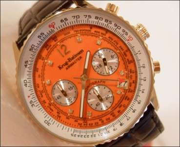 **DIAMOND** MEN'S KRUG BAUMEN 8 DIAMONDS AIRMASTER PILOT SLIDE RULE WATCH W/ BOX AND PAPERS