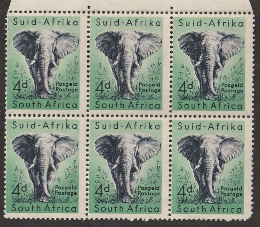UNION OF SOUTH AFRICA    1954   DIFINITIVE  BLOCK OF 6 UMM