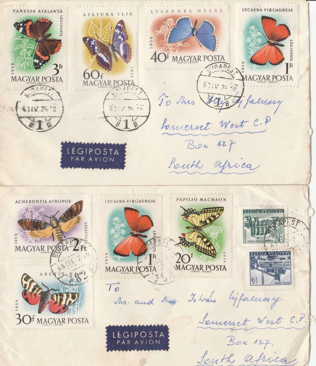 HUNGARY  BUTTERFLIES ON COVERS   1959