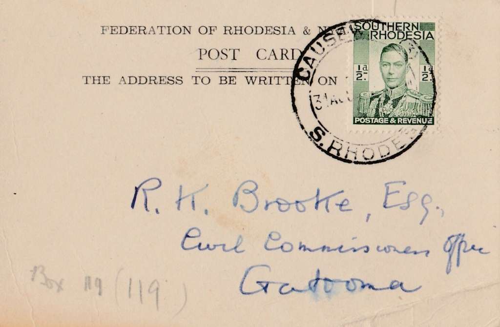 RHODESIA  SOUTERN   CARD  SEE SCAN  POSTAL HISTORY